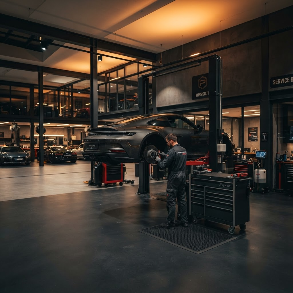Modern Fullbay Auto Centers service garage with a vehicle on a lift